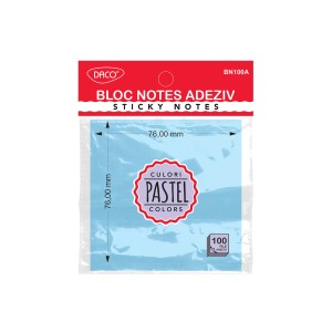Bloc notes adeziv 76 x 76 mm albastru pastel DACO BN100A Bloc notes adeziv 76 x 76 mm albastru pastel DACO BN100A