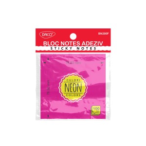 Bloc notes adeziv DACO BN200F 76 x 76 mm fucsia neon