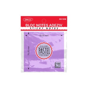 Bloc notes adeziv 76 x 76 mm mov pastel DACO BN100M