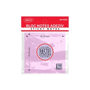 Bloc notes adeziv DACO BN100RZ 76 x 76 mm roz pastel