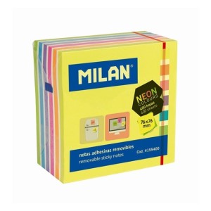 Bloc notes adeziv cub 76 x 76 mm, 7 culori neon, MILAN 4155400