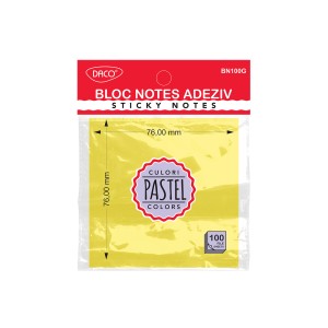 Bloc notes adeziv 76 x 76 mm galben pastel DACO BN100G