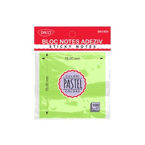 Bloc notes adeziv DACO BN100V 76 x 76 mm verde pastel