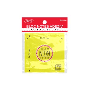 Bloc notes adeziv DACO BN200G 76 x 76 mm galben neon Bloc notes adeziv DACO BN200G 76 x 76 mm galben neon