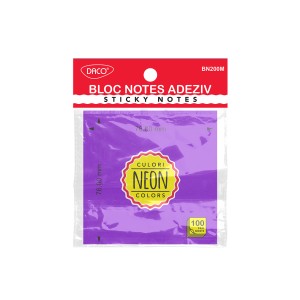 Bloc notes adeziv DACO BN200M 76 x 76 mm mov neon