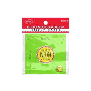 Bloc notes adeziv DACO BN200V 76 x 76 mm verde neon