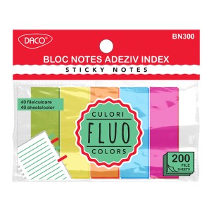 Bloc notes adeziv index DACO BN300, 5 culori, 50 x 20 mm
