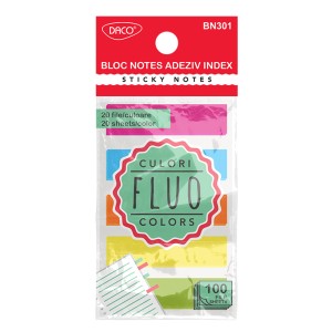 Bloc notes adeziv index plastic 5 culori DACO BN301 45 x 12 mm