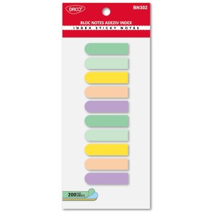Bloc notes adeziv index plastic 5 culori pastel DACO BN302