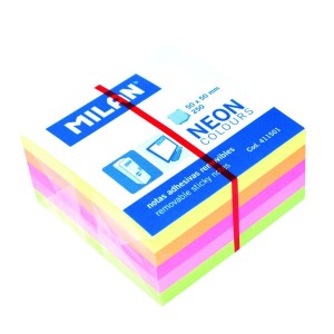 Bloc notes adeziv MILAN 50 x 50 mm, 5 culori neon, cod 411501 Bloc notes adeziv 50 x 50 mm, 5 culori neon, MILAN 411501