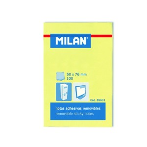 Bloc notes adeziv MILAN 50x76 mm, 100 file, galben pal, cod 85601 Bloc notes adeziv MILAN 50x76 mm galben pal 85601