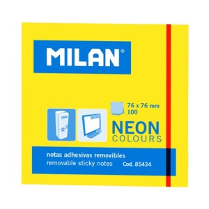 Bloc notes adeziv MILAN 76 x 76 mm galben neon 85434