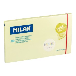 Bloc notes adeziv MILAN Super Sticky Pastel 126 x 76 galben pal 41721P090