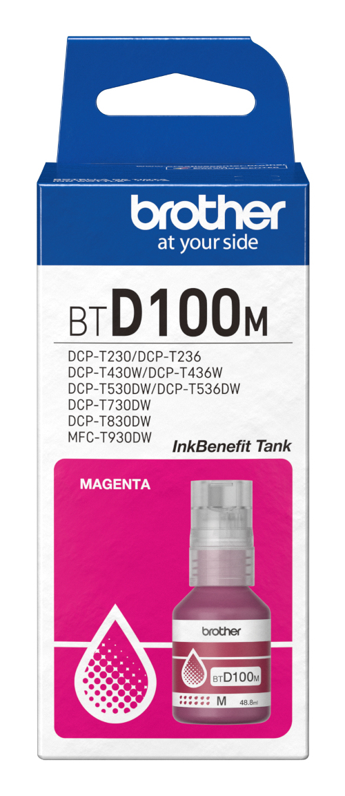 Cartus Cerneala Original Brother Magenta, BTD100M, pentru DCP-T430W|DCP-T530DW|DCP-T730DW|MFC-T930DW|5K, incl.TV 0 RON, "BTD100M" Cartus Cerneala Original Brother Magenta, BTD100M, pentru DCP-T430W|DCP-T530DW|DCP-T730DW|MFC-T930DW|5K, incl.TV 0 RON, "BTD100M"