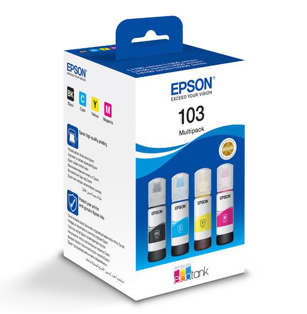 Combo-Pack Original Epson CMYK, nr.103, pentru L1110|L3110|L3110|L3150|L3151|L3156|L3160|L5190|L3210|L3250|L3260140ml,3x65ml, incl.TV 0.15 RON, "C13T00S64A"(RAPO) Combo-Pack Original Epson CMYK, nr.103, pentru L1110|L3110|L3110|L3150|L3151|L3156|L3160|L5190|L3210|L3250|L3260140ml,3x65ml, incl.TV 0.15 RON, "C13T00S64A"(RAPO)