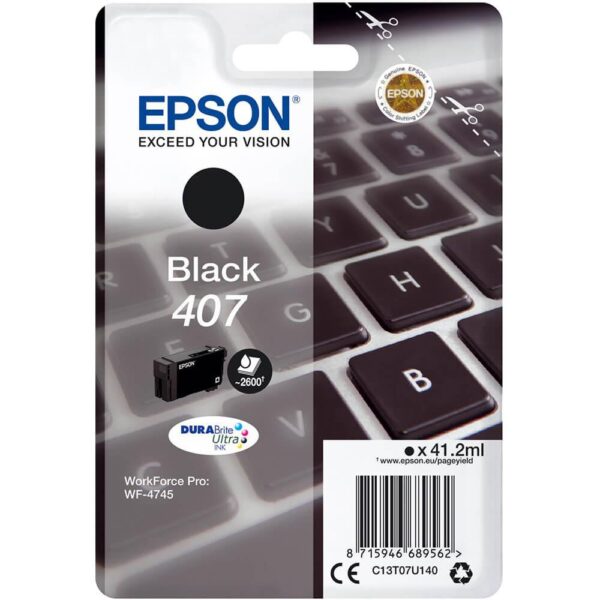 Cartus Cerneala Original Epson Black, nr.407, pentru WF-4745 Series , 41,2ml, , "C13T07U140"(RAPO)