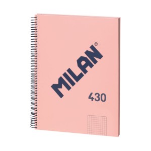 Caiet A4 80 file AR cu spirală MILAN roz 57143E80P