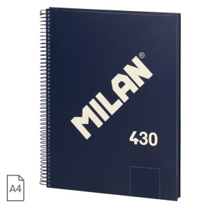 Caiet A4 80 file velin cu spirală MILAN albastru 430 57141E80B