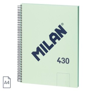 Caiet A4 80 file velin cu spirală MILAN verde 430 57141E80GR