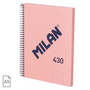 Caiet A5 cu 80 file, dictando, spiră MILAN roz 430 57152E80SNCP