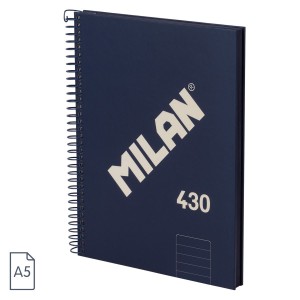 Caiet A5 80 file cu spirală MILAN albastru 57152E80SNCB