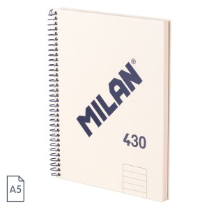 Caiet A5 cu spirală dreapta, 80 file, MILAN bej 430 57152E80SNCBG