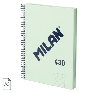 Caiet A5 80 file cu spirală Milan verde 57152E80SNCGR