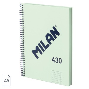 Caiet A5 cu spirală, 80 file, MILAN verde 430 57153E80SNCGR