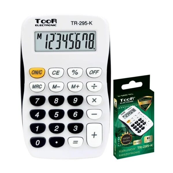 Calculator de birou Toor Electronic TR-295-K 120-1769, 8 digiți, alb/negru Calculator de birou Toor Electronic TR-295-K 120-1769, 8 digiți, alb/negru