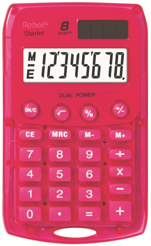 Calculator de buzunar Rebell Starlet roz cu afișaj LCD de 8 cifre Calculator de buzunar Rebell Starlet roz cu afișaj LCD de 8 cifre