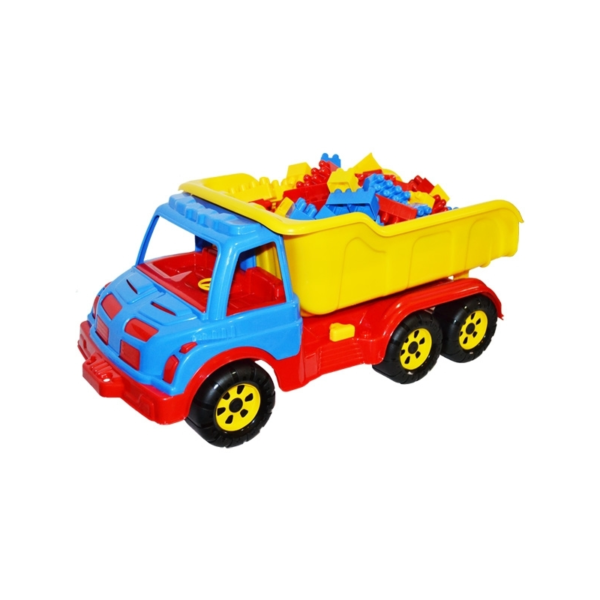 Camion basculantă Roben 16011 cu 80 de cuburi pentru construcții, 60 cm