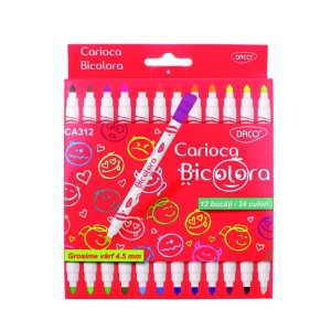 Carioca bicoloră DACO CA312, 12 bucăți, 24 culori