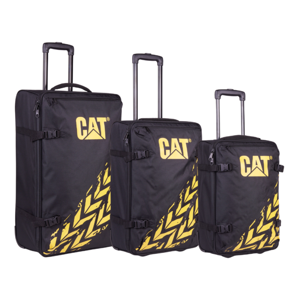 Set 3 trollere CATERPILLAR Soft Luggage, 42L, 57L, 62L, Polyester - negru cu galben "CAT-84593-588" Set 3 trollere CATERPILLAR Soft Luggage, 42L, 57L, 62L, Polyester - negru cu galben "CAT-84593-588"