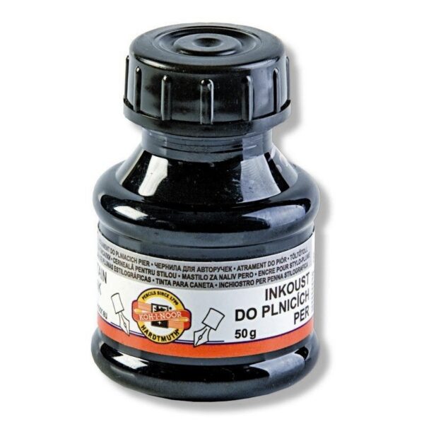 Cerneală neagră Koh-I-Noor în călimară din plastic de 50 g