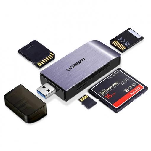 CARD READER extern Ugreen, "CM180" interfata USB 3.0, citeste/scrie: TF/SD/MS/CF 3.0 viteza pana la 100Mbps, suporta carduri maxim 2 TB, plastic, gri "50541" - 6957303855414 CARD READER extern Ugreen, "CM180" interfata USB 3.0, citeste/scrie: TF/SD/MS/CF 3.0 viteza pana la 100Mbps, suporta carduri maxim 2 TB, plastic, gri "50541" - 6957303855414