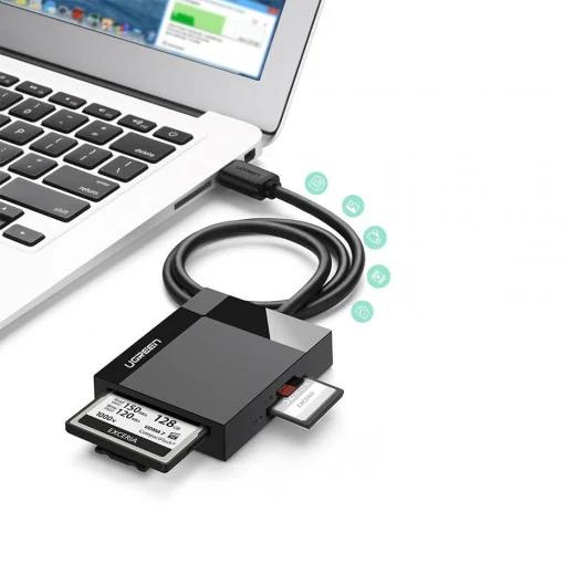 CARD READER extern Ugreen, "CR125" interfata USB-A 3.0, citeste/scrie: micro-SD/SD/TF viteza pana la 100Mbps, suporta carduri maxim 2 TB, lungime cablu 0.5m, gri "30333" - 6957303833337