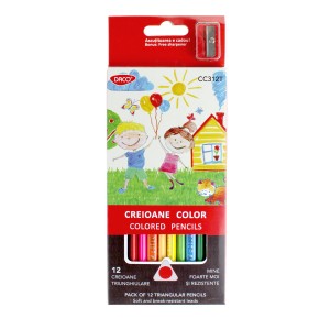 Creioane colorate 12 culori DACO triunghiular CC312T