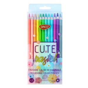 Creioane colorate 12 culori pastel DACO CC412P