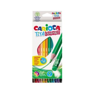 Creioane colorate cu radieră, 12 culori, Carioca 42897