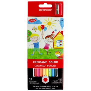 Creioane colorate DACO 12 culori hexagonale CC312H