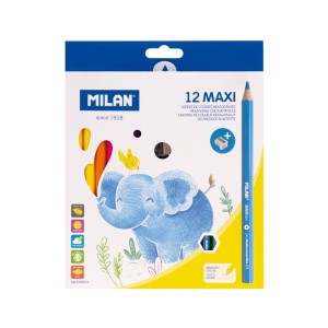 Creioane colorate MAXI MILAN hexagonale 12 culori 0722412