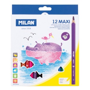Creioane colorate MILAN Maxi triunghiulare, 12 culori, cod 0722612