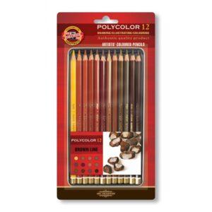 Creioane colorate Polycolor Koh-I-Noor, 12 nuanțe maro, 10/set