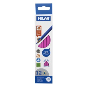 Creioane colorate Unicolor MILAN roz set 12 cod 0722313412