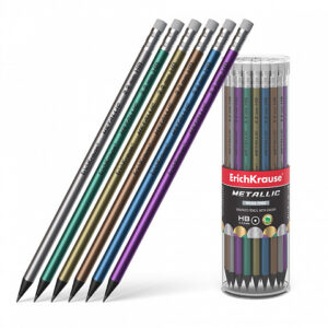 Creion grafit ErichKrause cu gumă Metallic 55274