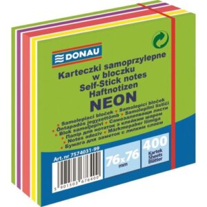 Cub de notițe adezive Donau 7574031, 76 x 76 mm, 400 file, verde mixat