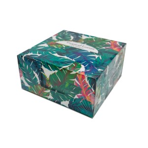 Cub hârtie alb cu suport carton Tropical Leaves