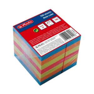Cub hârtie notes Herlitz 9x9 cm, 700 coli, culori neon