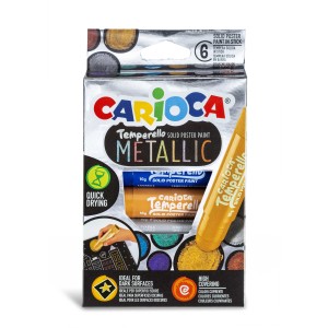 Culori tempera solidă metalic Carioca 42674, 6 culori
