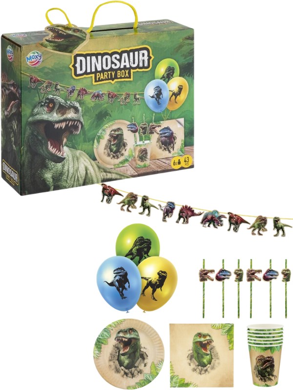 Cutie party DINO 43 piese Grafix cu accesorii pentru 6 persoane Cutie party DINO 43 piese Grafix cu accesorii pentru 6 persoane